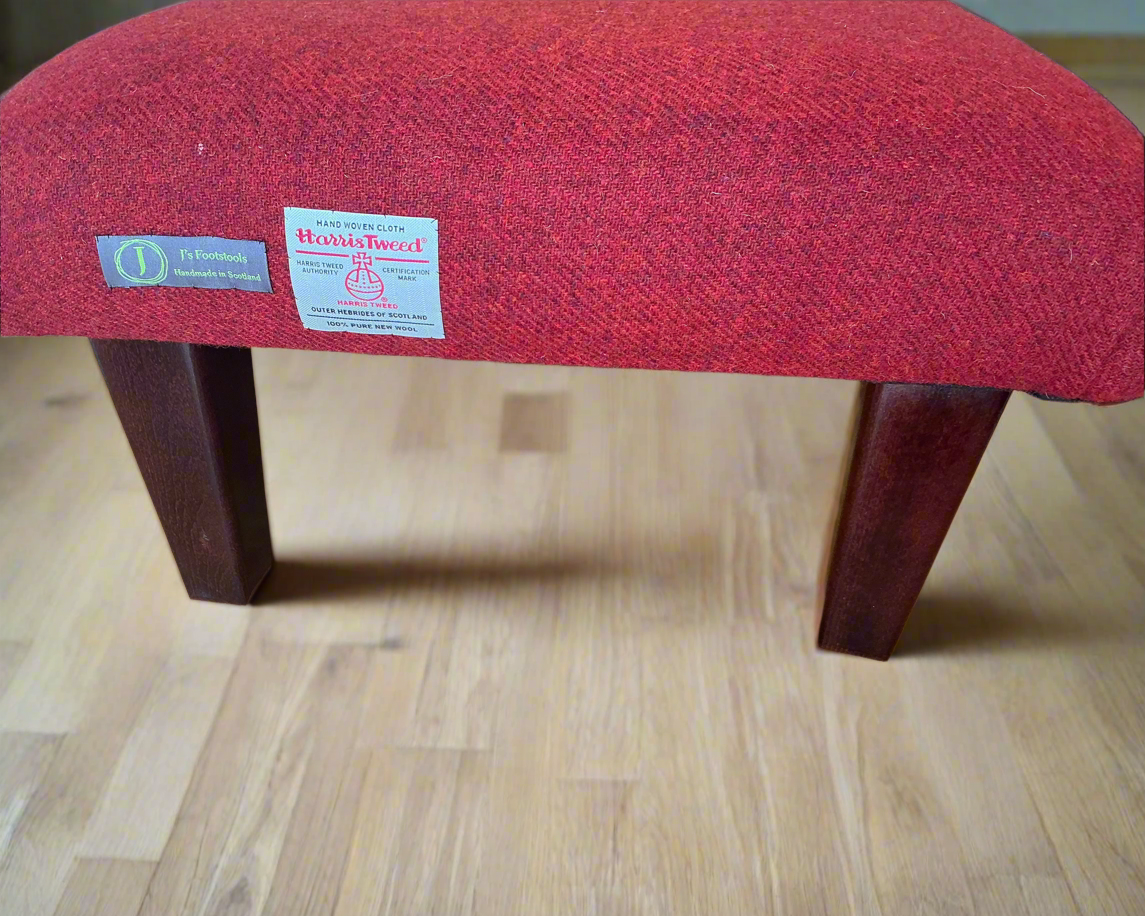 Red Harris Tweed Large Footstool
