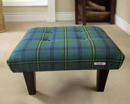 Medium Footstool in Johnstone Ancient Tartan – Classic Luxury for Your Living Space