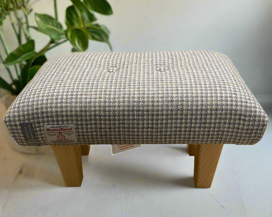 Classic Harris Tweed Footstool in Dog Tooth Check