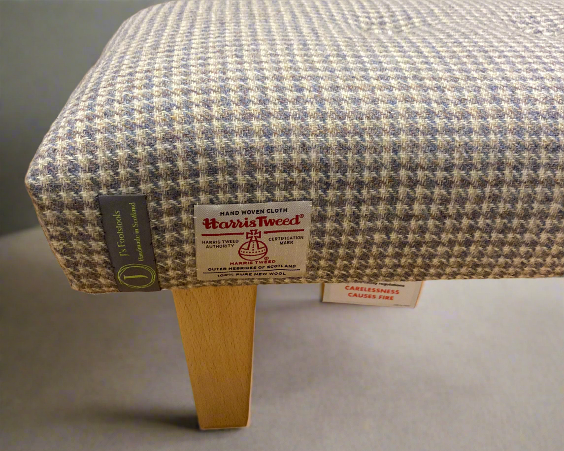 Classic Harris Tweed Footstool in Dog Tooth Check