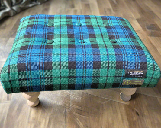 Footstool - Medium Size in Black Watch Tartan