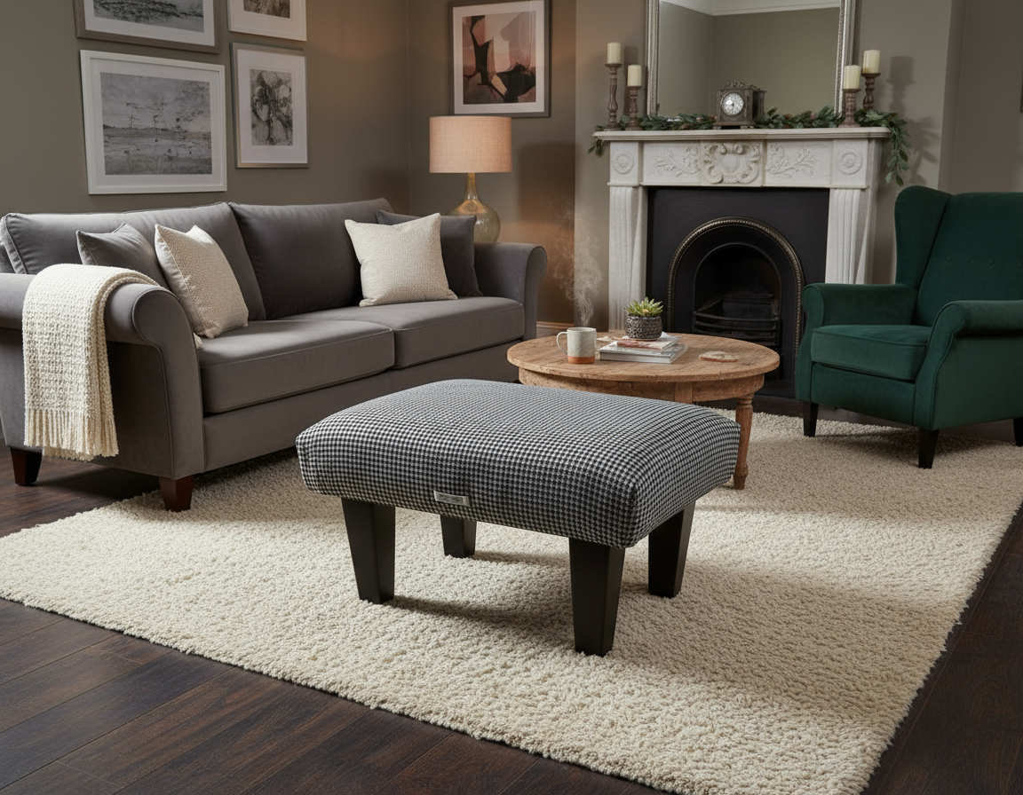 Small Footstool in Shepherd Check – Timeless Charm & Everyday Comfort