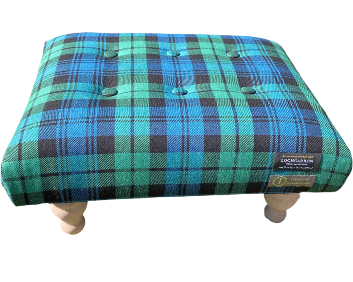 Footstool - Medium Size in Black Watch Tartan