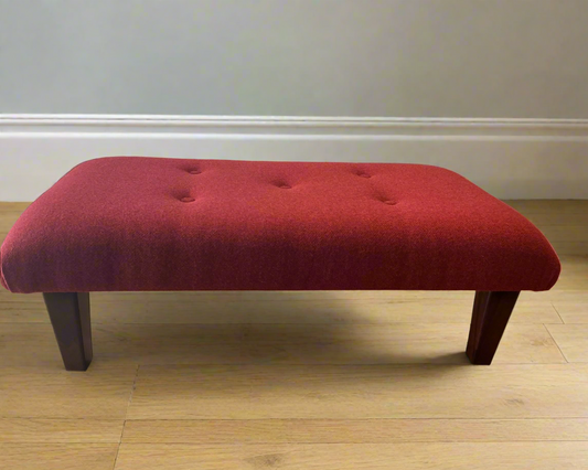 Red Harris Tweed Large Footstool