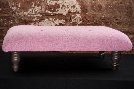 Handmade Pink Harris Tweed Large Footstool – A Bold, Scottish Touch for Your Home