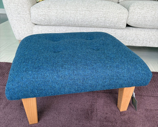 Blue Harris Tweed medium footstool